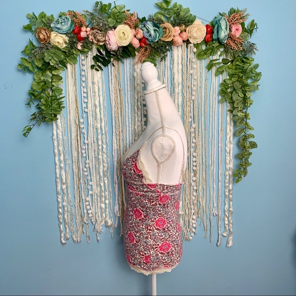 Free People Floral Thermal Tank Top Large - Picture 3 of 5